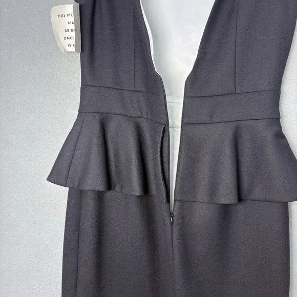 Alice + Olivia Sleeveless Peplum Dress Small  Black Wool Lined Wedding Party NWT - Picture 9 of 15